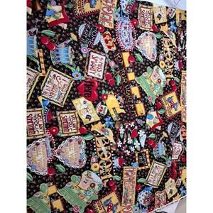 2002 MARY ENGELBREIT Mottos Sayings Cotton Fabric Home Cherries Scottie 1yd